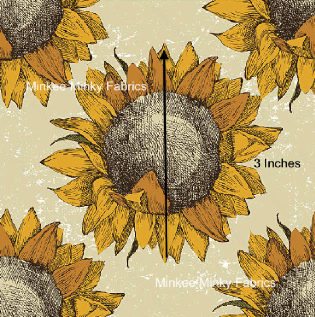 Vintage Sunflower Pre-Order (7Th July) Cotton Sateen / 3 Inches Digital Fabric Preorder