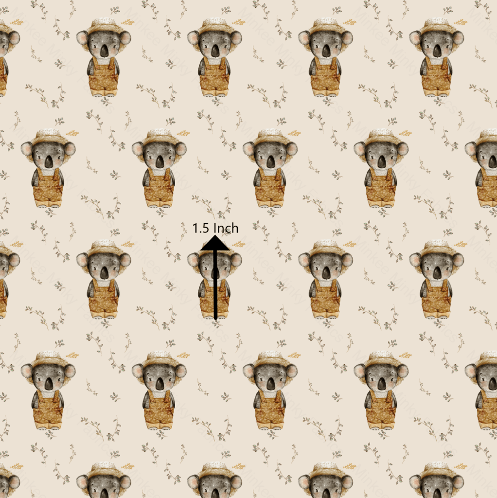 Watercolour Koala On Oatmeal (August Pre-Order) - Fabric Digital Preorder