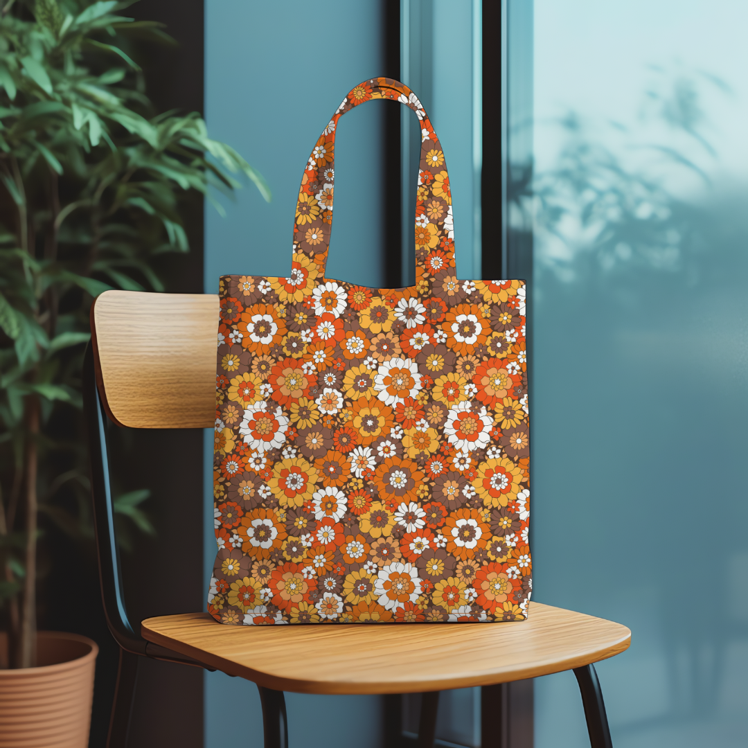 Retro Floral Mustard and Brown (July Pre-Order) - Fabric