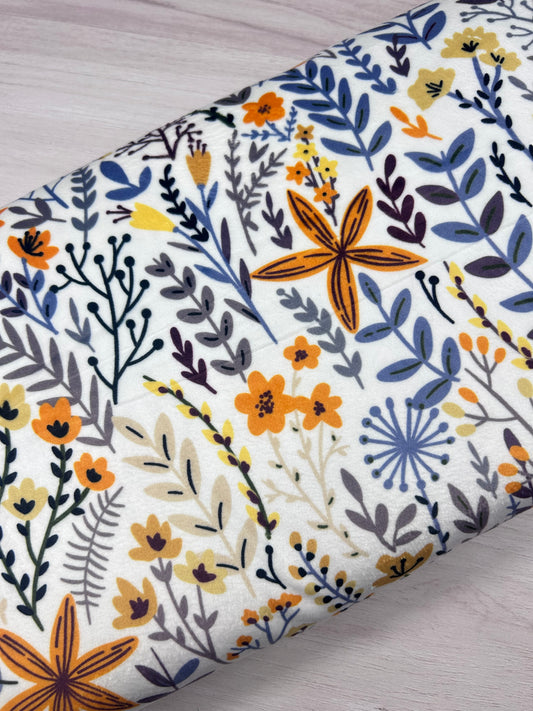 Boho Floral Mustard - Minky Fabric