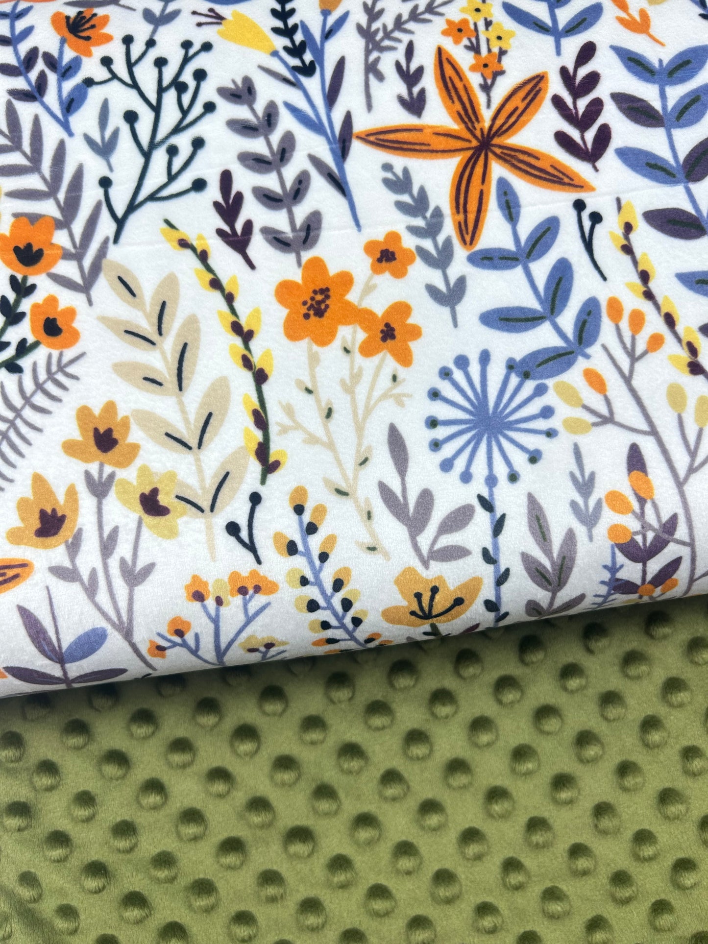 Boho Floral Mustard - Minky Fabric