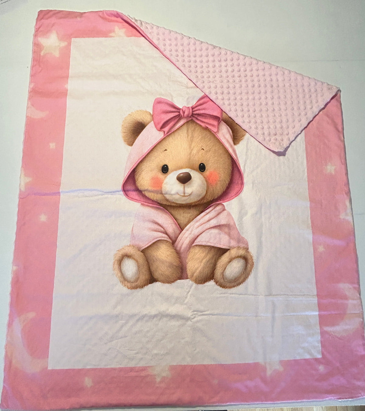 Pink Dressing Gown Bear Cot Panel