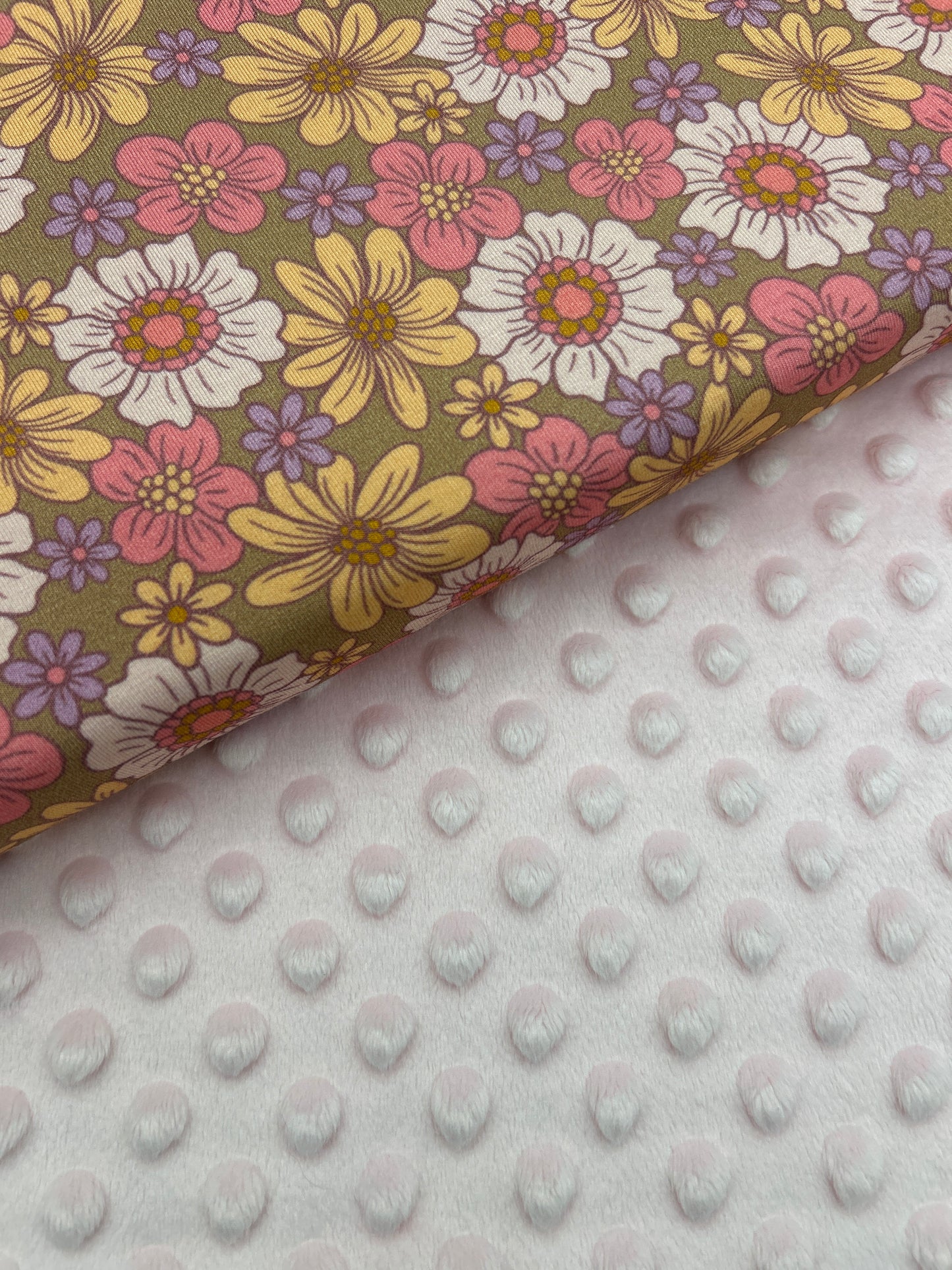 Premium Minky Dot Fabric - Baby Pink
