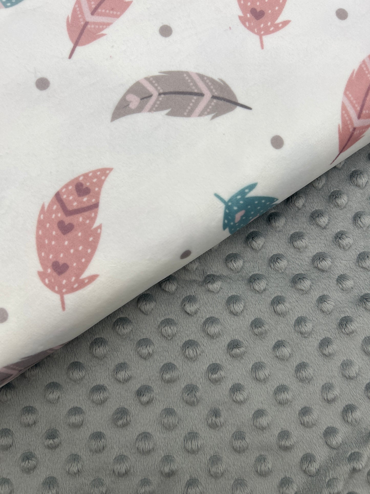 Premium Minky Dot Fabric - Silver Grey