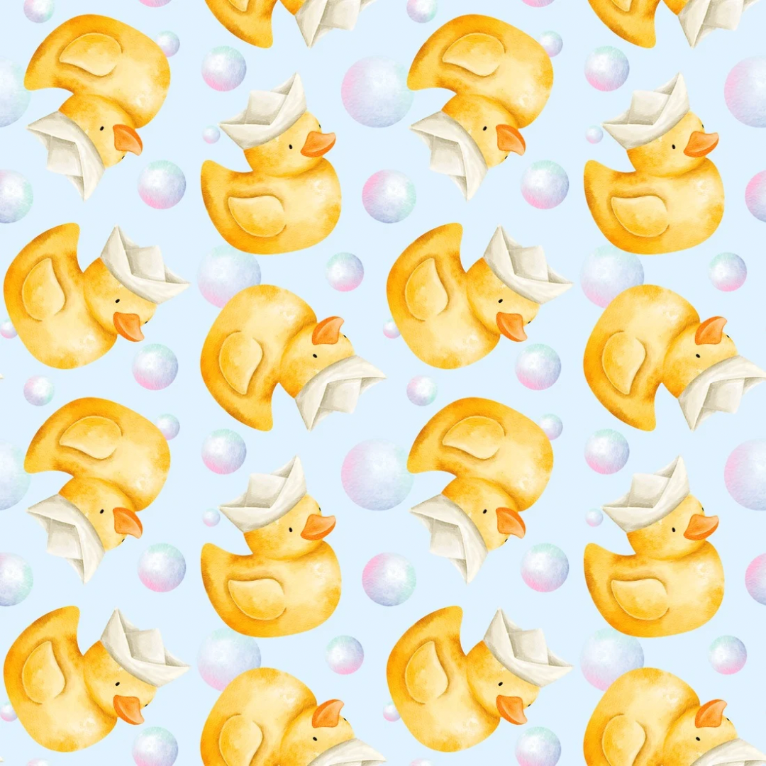 Rubber Ducks with Bubbles on Blue (September Pre-Order) - Fabric