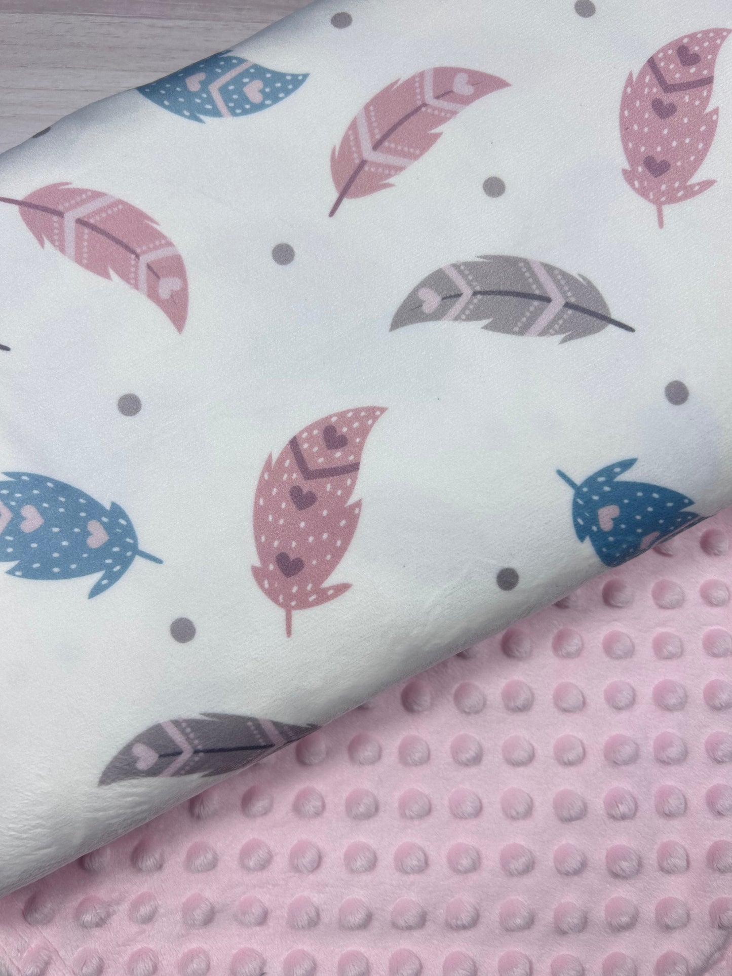 Feathers on White - Minky Fabric
