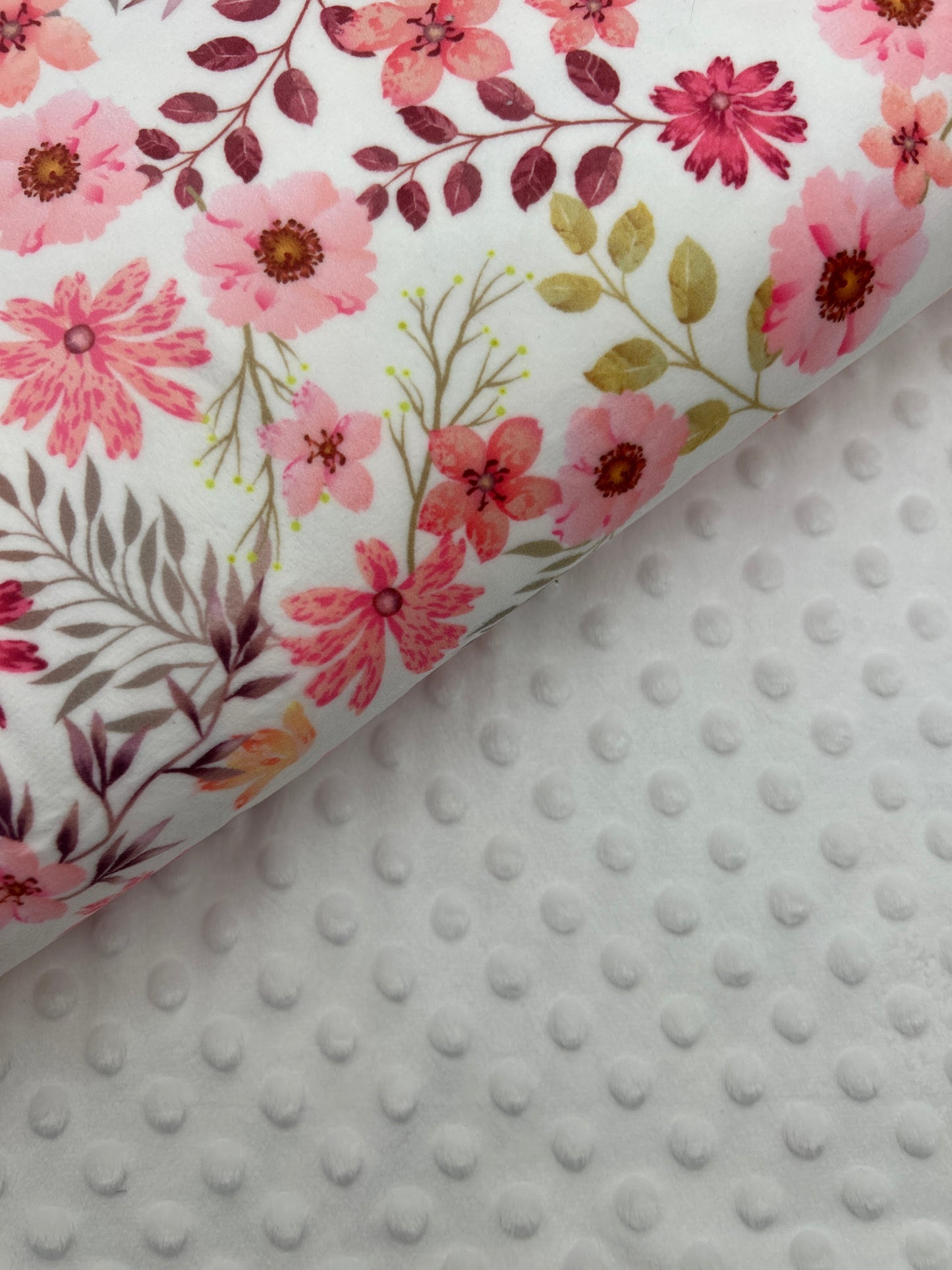 Premium Minky Dot Fabric - White
