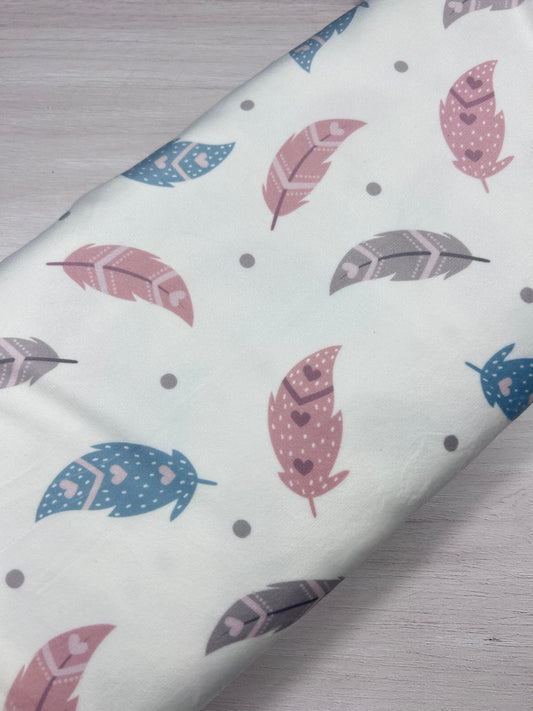 Feathers on White - Minky Fabric