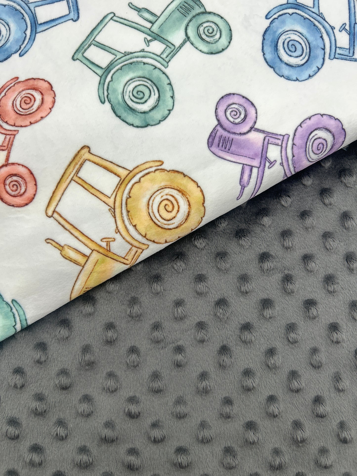 Premium Minky Dot Fabric - Charcoal Gray