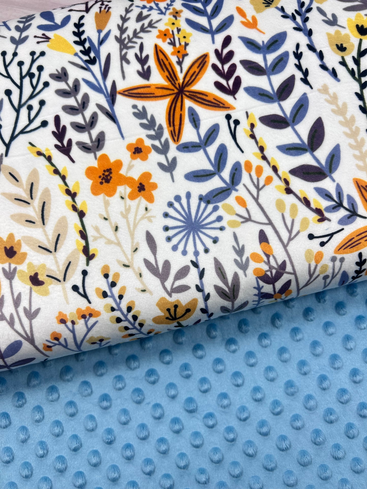 Boho Floral Mustard - Minky Fabric