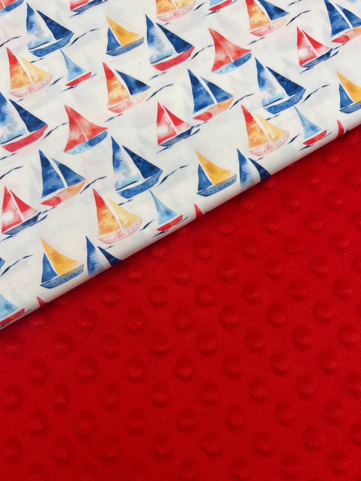 Premium Minky Dot Fabric - Flame Scarlet