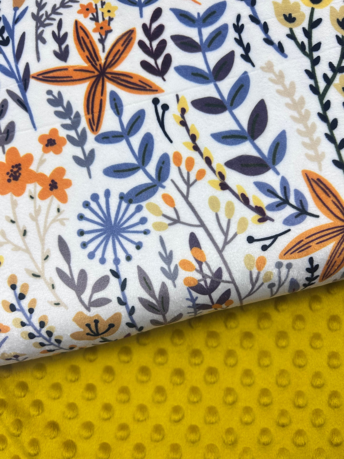 Boho Floral Mustard - Minky Fabric