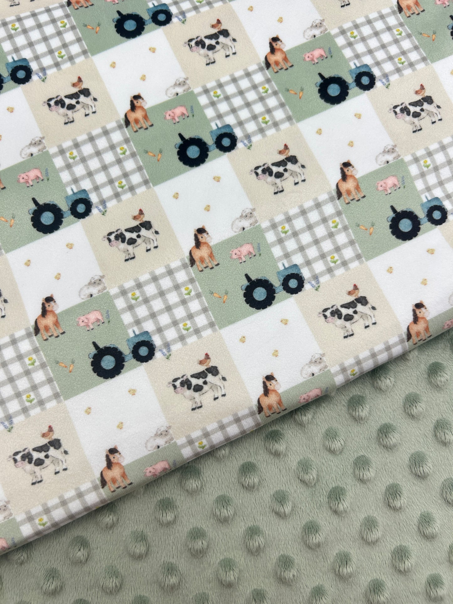 Blue Tractor Patchwork (July Pre-Order) - Fabric