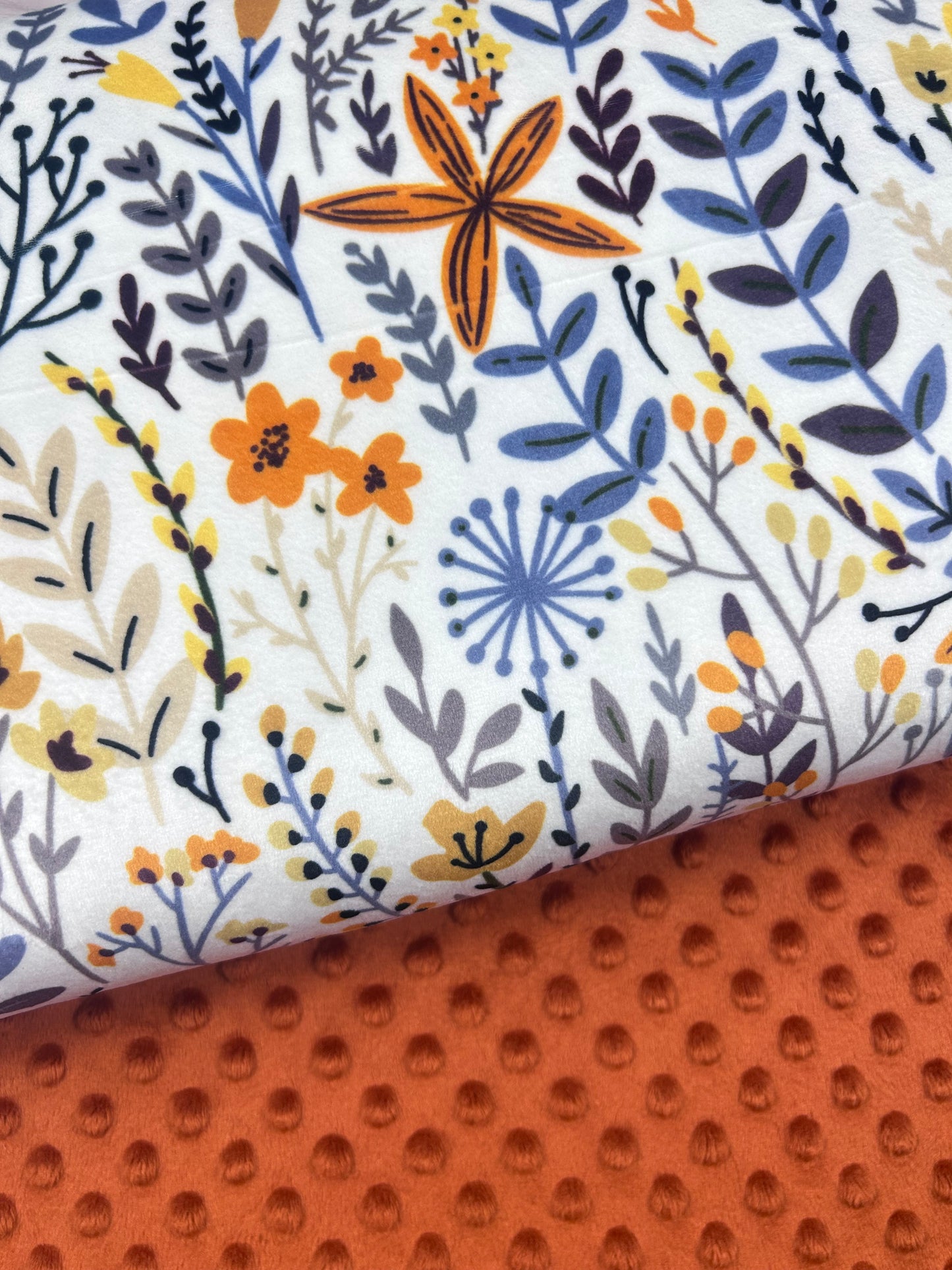 Boho Floral Mustard - Minky Fabric