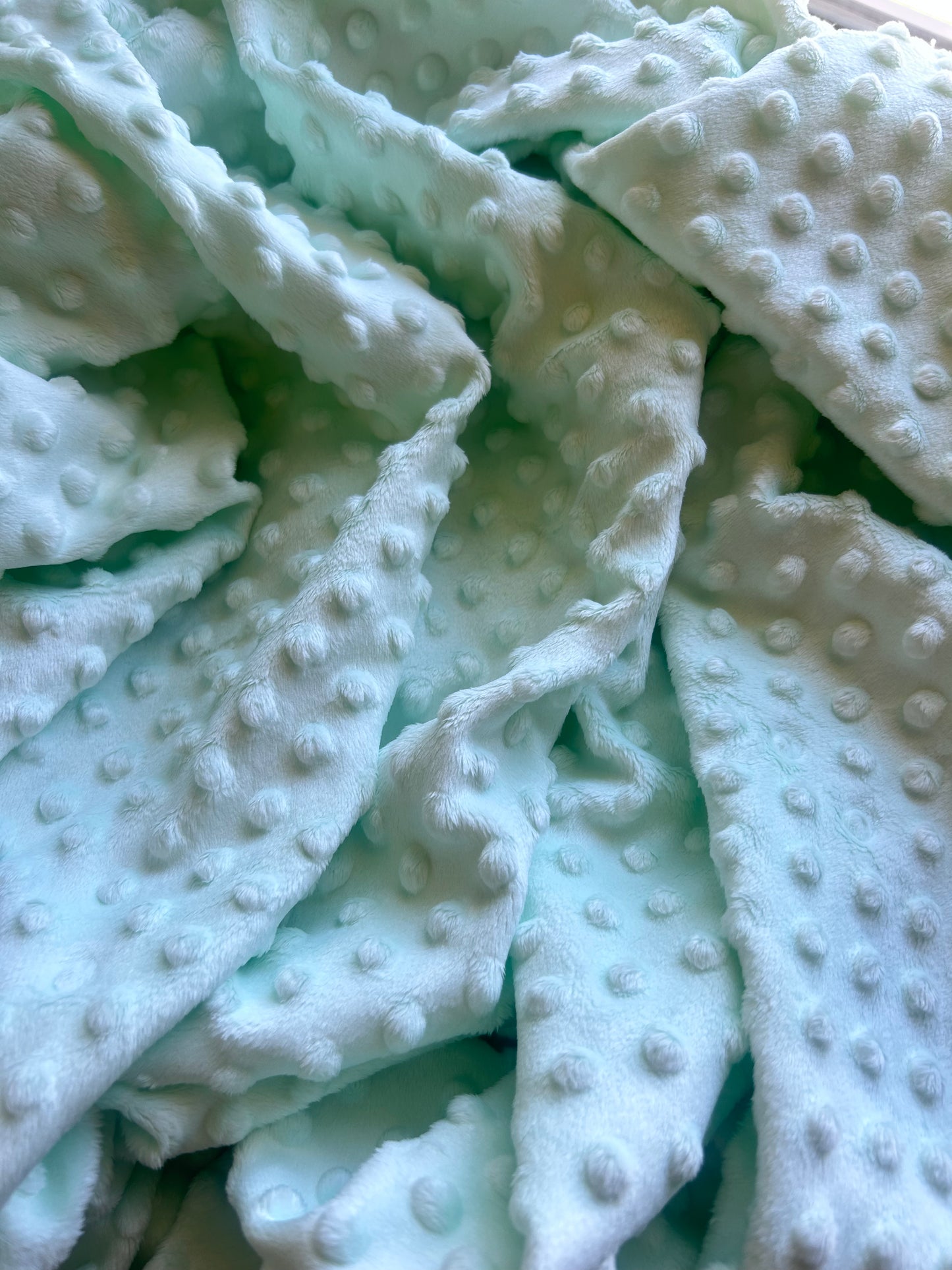Premium Minky Dot Fabric - Aqua Glass