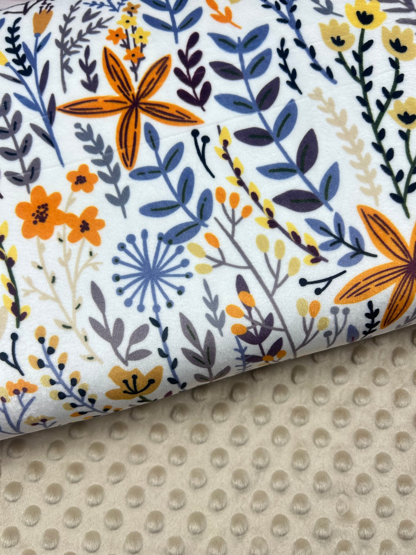 Boho Floral Mustard - Minky Fabric