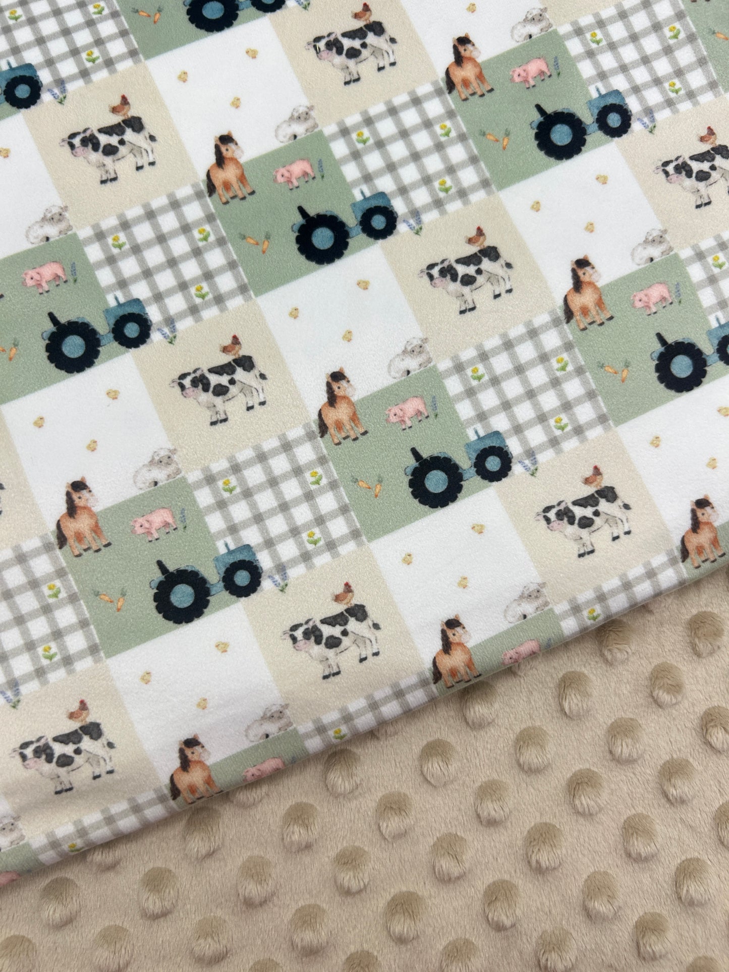 Blue Tractor Patchwork (July Pre-Order) - Fabric