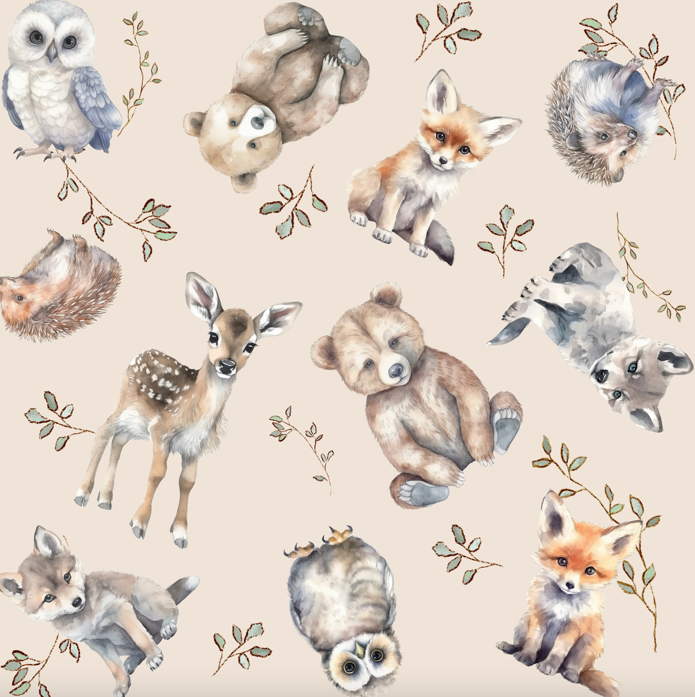 Babies of the Forest - Oatmeal (September Pre-Order) - Fabric