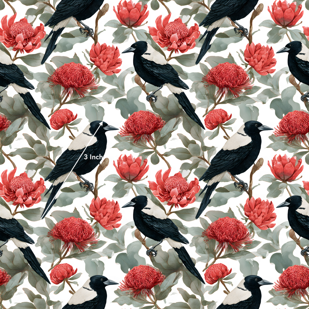 Banksia Magpies (March Pre-Order) - Fabric