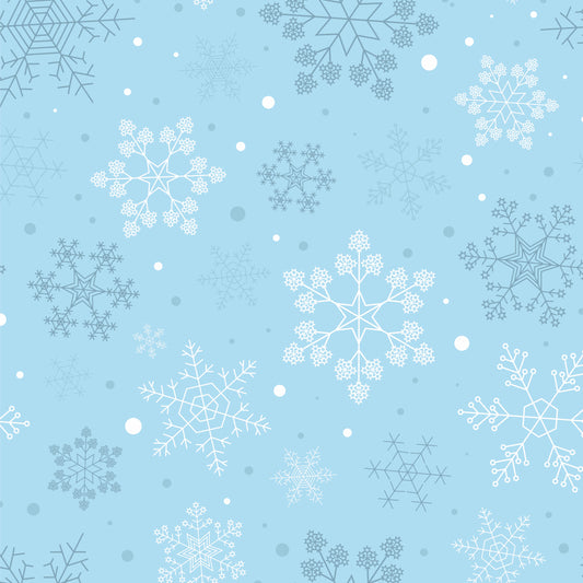 Blue Backed Snowflakes (June Pre-Order) - Fabric