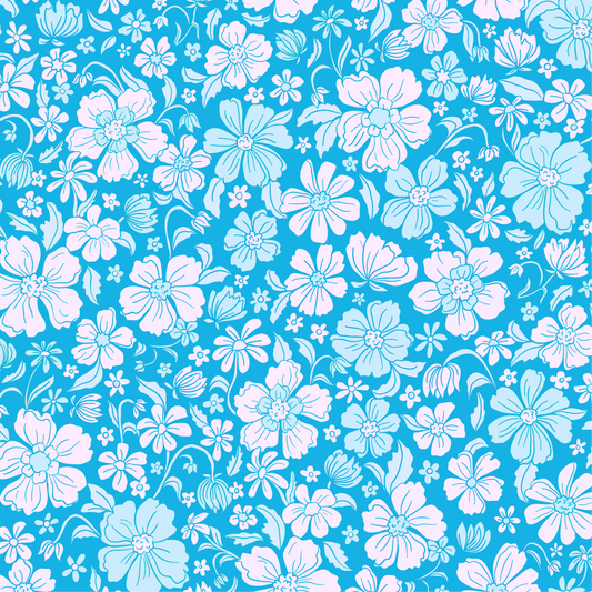 Floral pattern with white flowers on a blue background