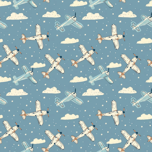 Blue Skies and Airplanes (September Pre-Order) - Fabric
