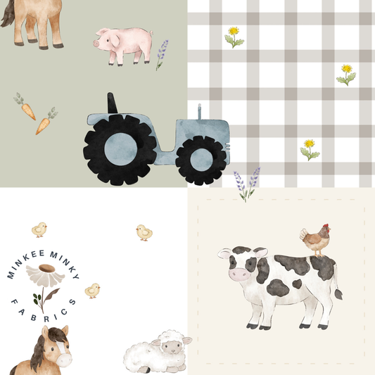 Blue Tractor Patchwork (May Pre-Order) - Fabric