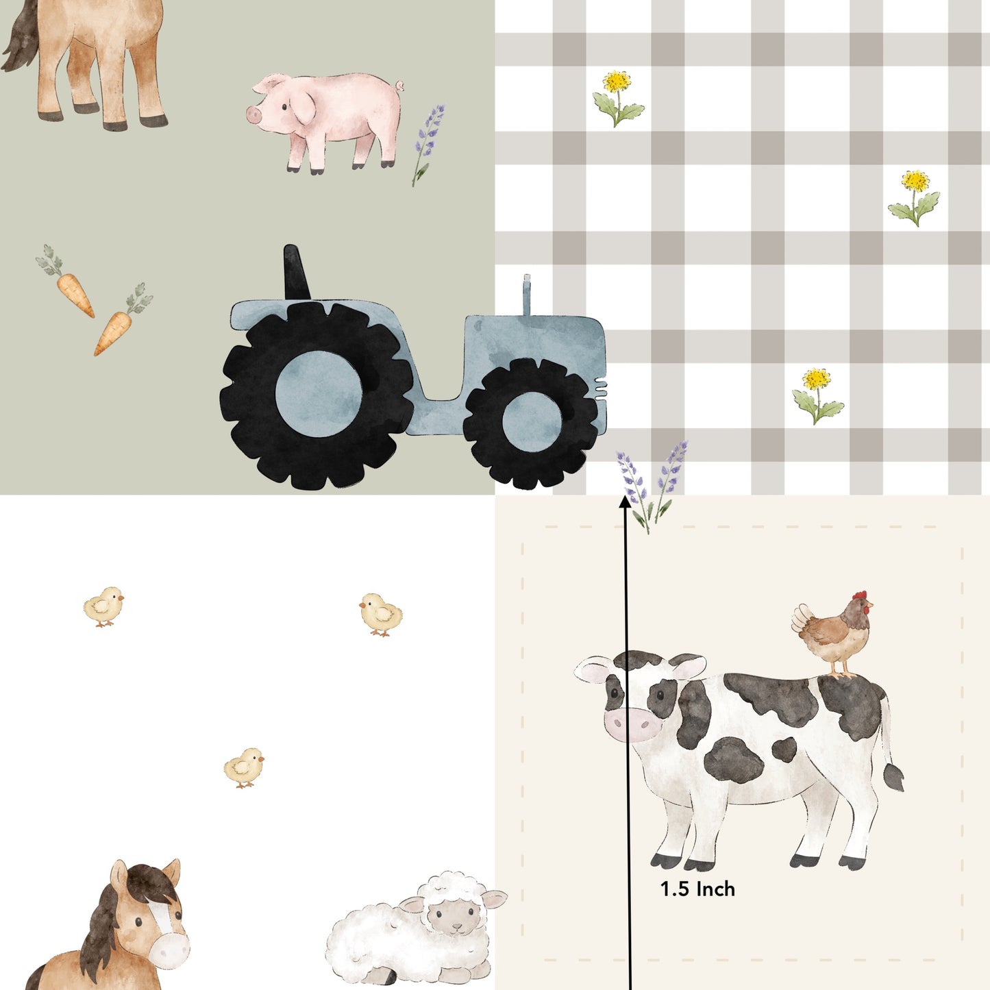 Blue Tractor Patchwork (May Pre-Order) - Fabric