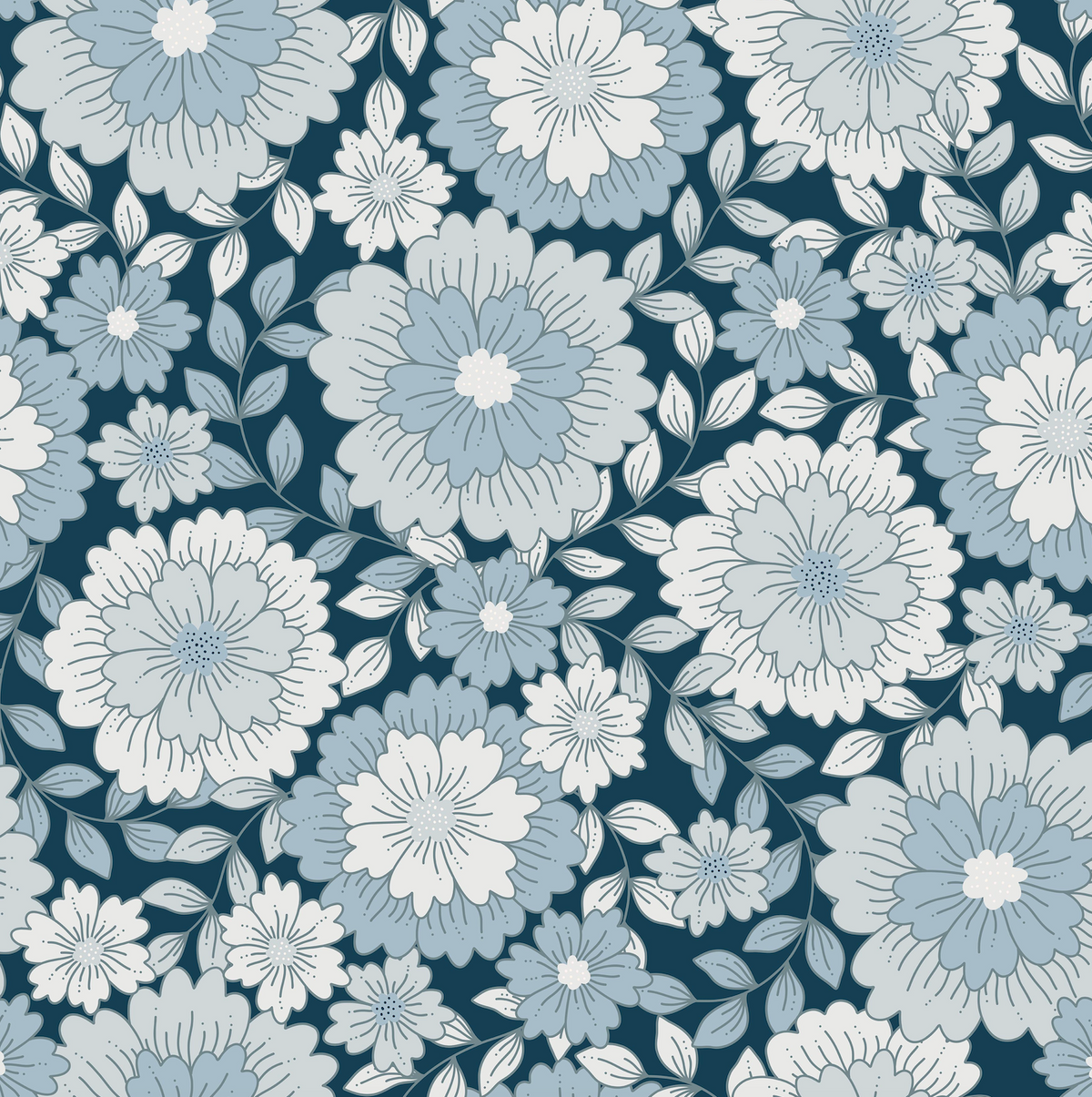 Blue Boho Floral (September Pre-Order) - Fabric