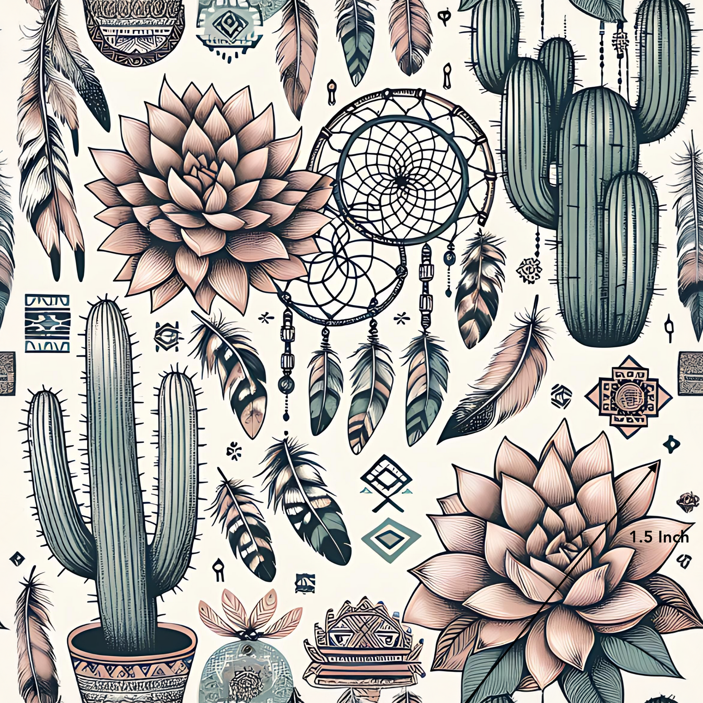 Boho Cactus and Succulents (March Pre-Order) - Fabric