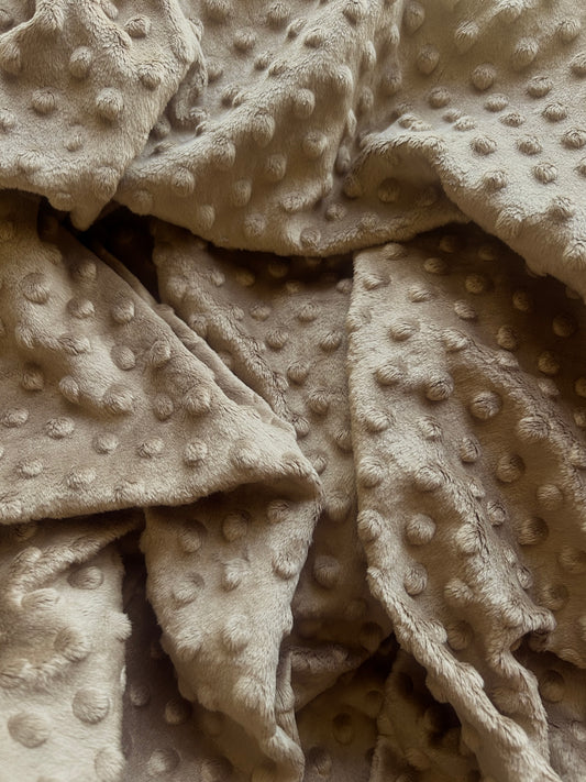 Premium Minky Dot Fabric - Champagne Beige