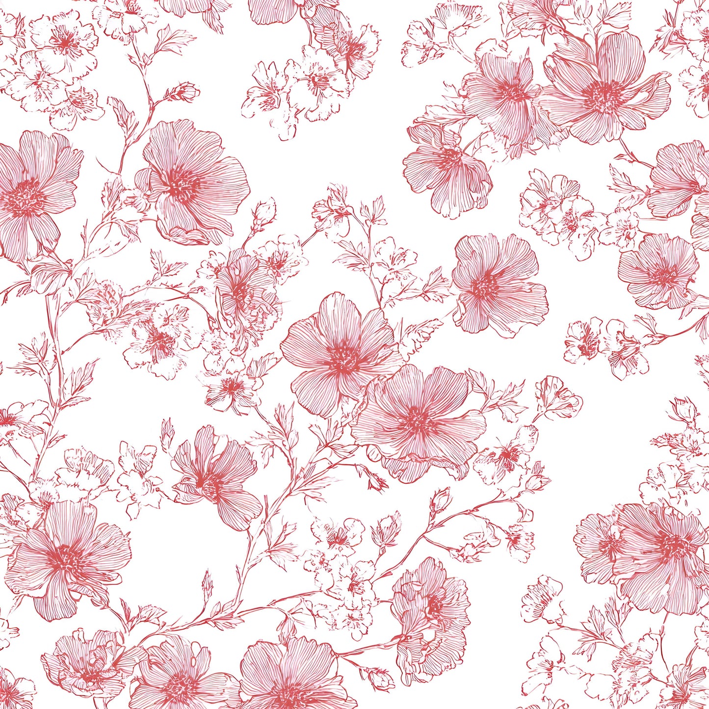 Pattern of pink flowers on a white background