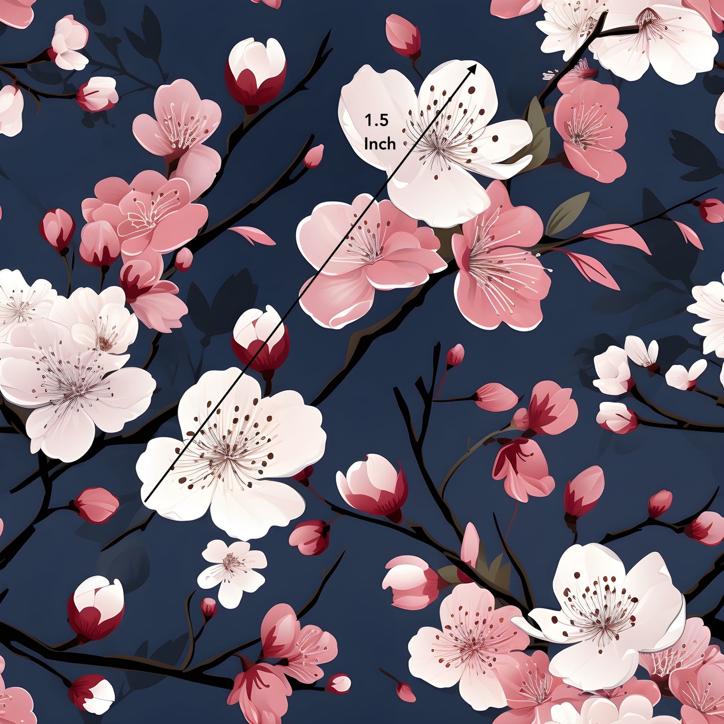 Cherry Blossoms on Navy (March Pre-Order) - Fabric