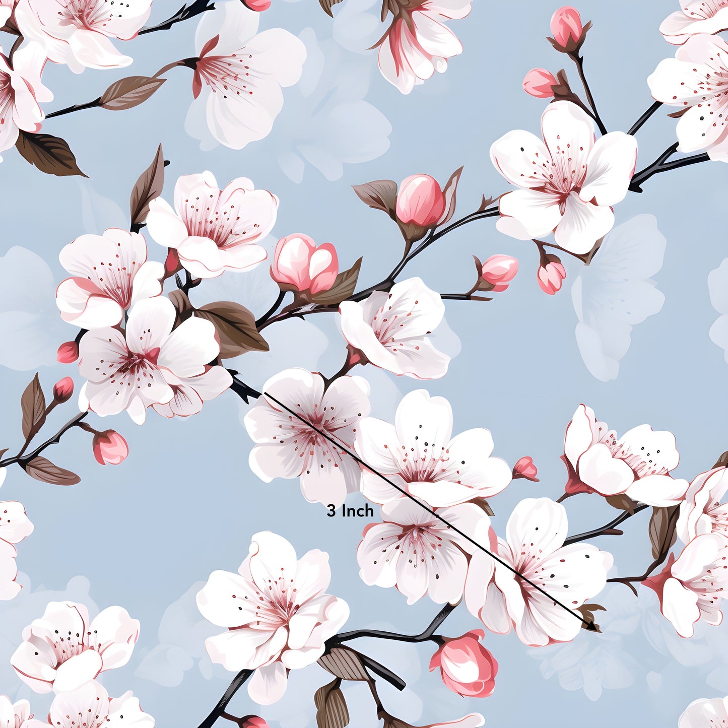 Cherry Blossoms on Pale Blue (March Pre-Order) - Fabric