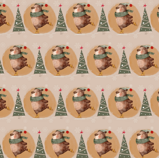 Christmas Bear Dusty - Circle (June Pre-Order) - Fabric