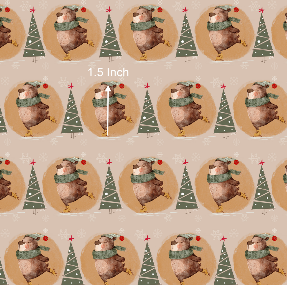 Christmas Bear Dusty - Circle (June Pre-Order) - Fabric