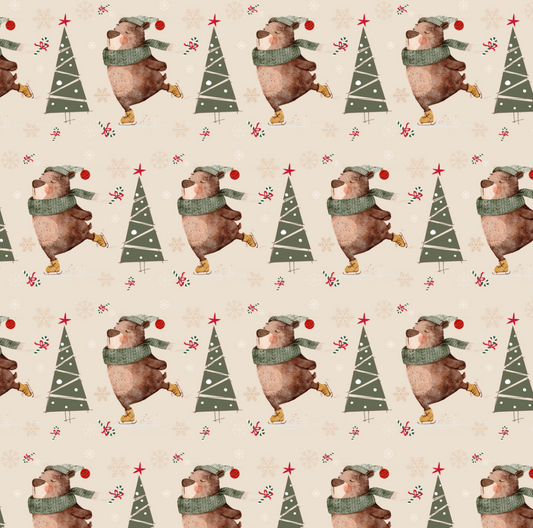 Christmas Bear - Oatmeal (June Pre-Order) - Fabric
