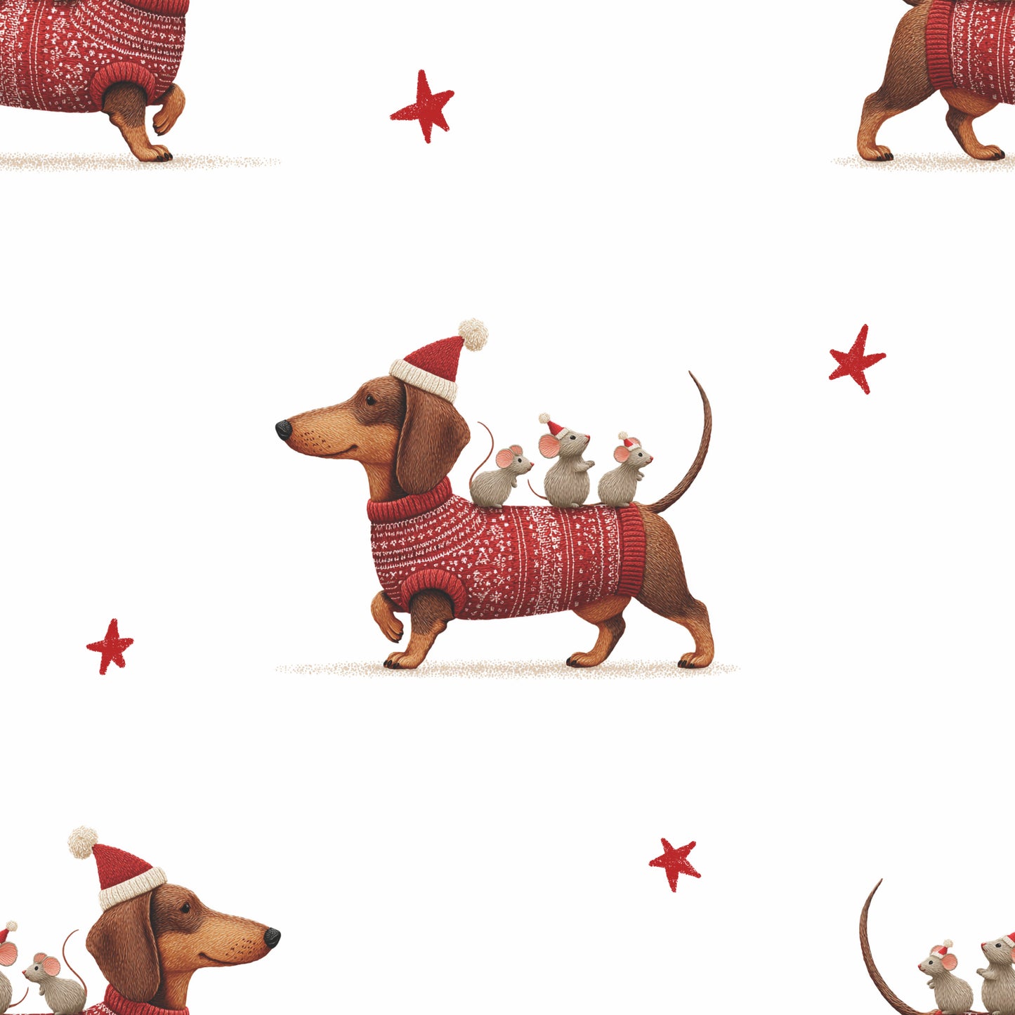 Christmas Daschund (June Pre-Order) - Fabric