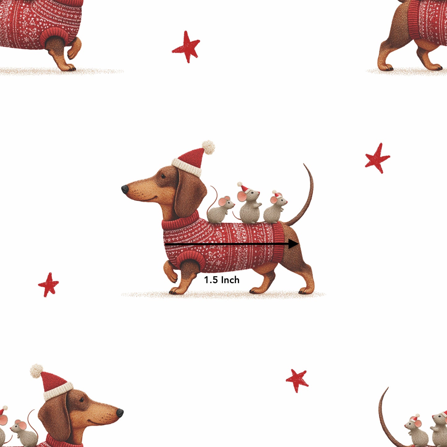 Christmas Daschund (June Pre-Order) - Fabric