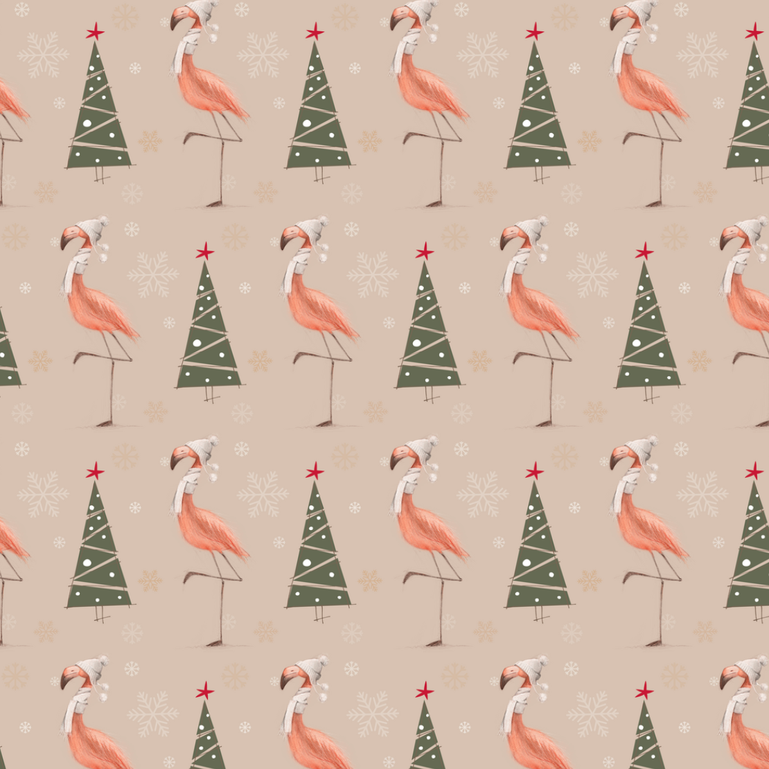 Christmas Flamingo - Dusty (June Pre-Order) - Fabric