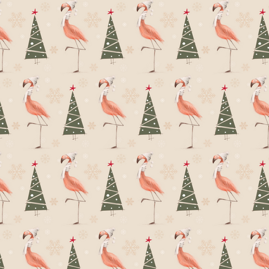 Christmas Flamingo - Oatmeal (June Pre-Order) - Fabric
