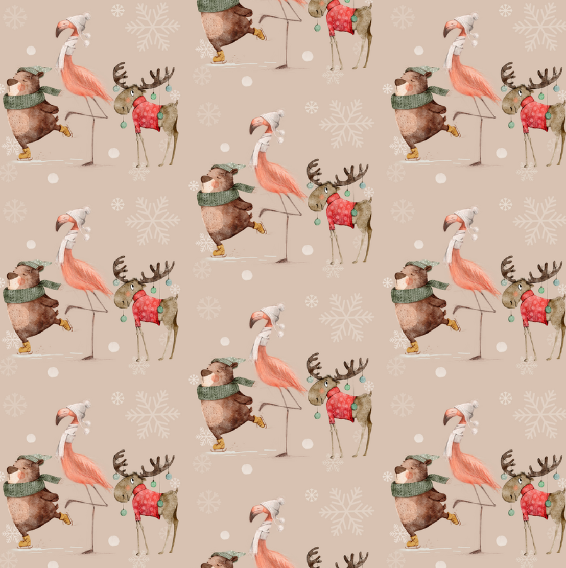Christmas Flamingo & Friends - Dusty (June Pre-Order) - Fabric