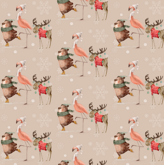 Christmas Flamingo & Friends - Dusty (June Pre-Order) - Fabric