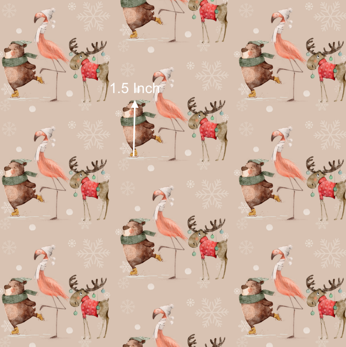 Christmas Flamingo & Friends - Dusty (June Pre-Order) - Fabric