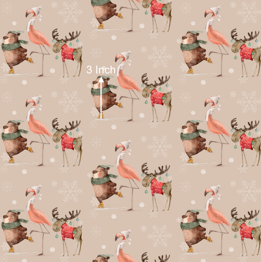 Christmas Flamingo & Friends - Dusty (June Pre-Order) - Fabric