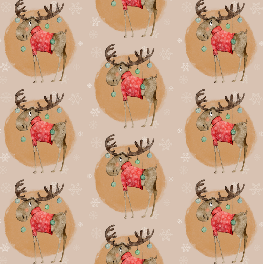 Christmas Moose - Dusty Circle (June Pre-Order) - Fabric