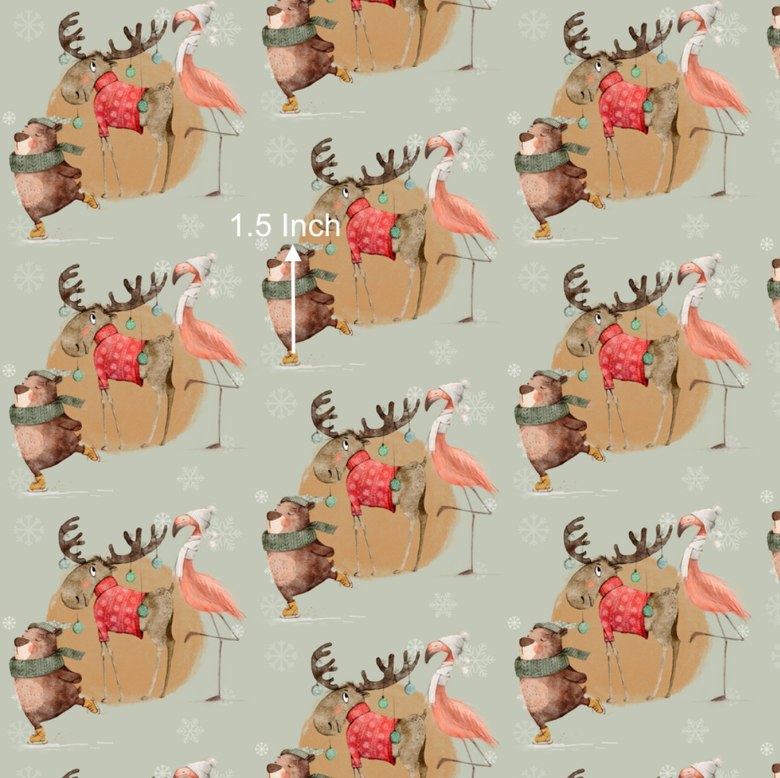 Christmas Moose & Friends - Sage (June Pre-Order) - Fabric
