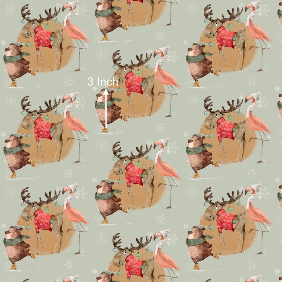 Christmas Moose & Friends - Sage (June Pre-Order) - Fabric