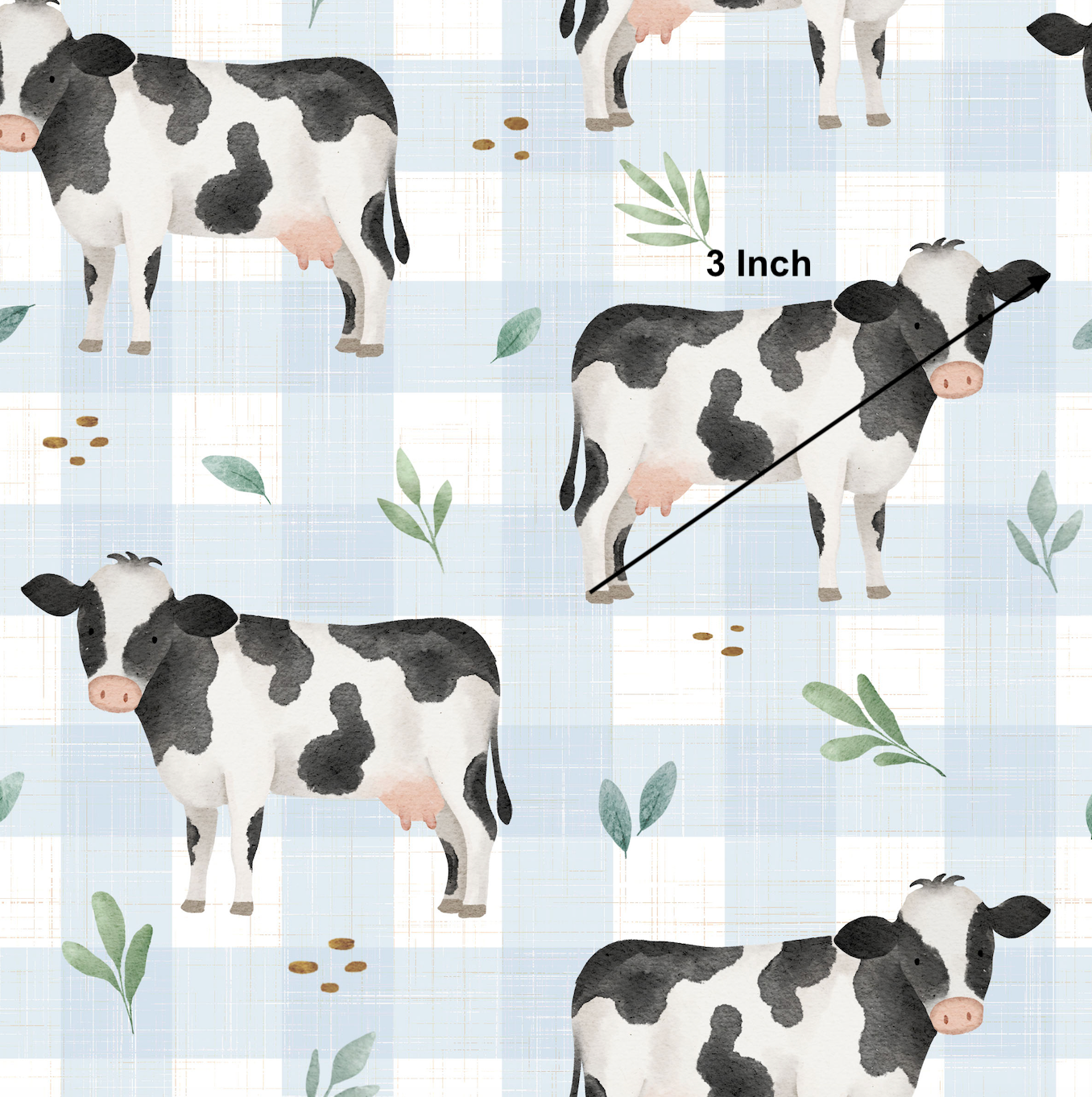 Cows on Gingham - Woven Fabric