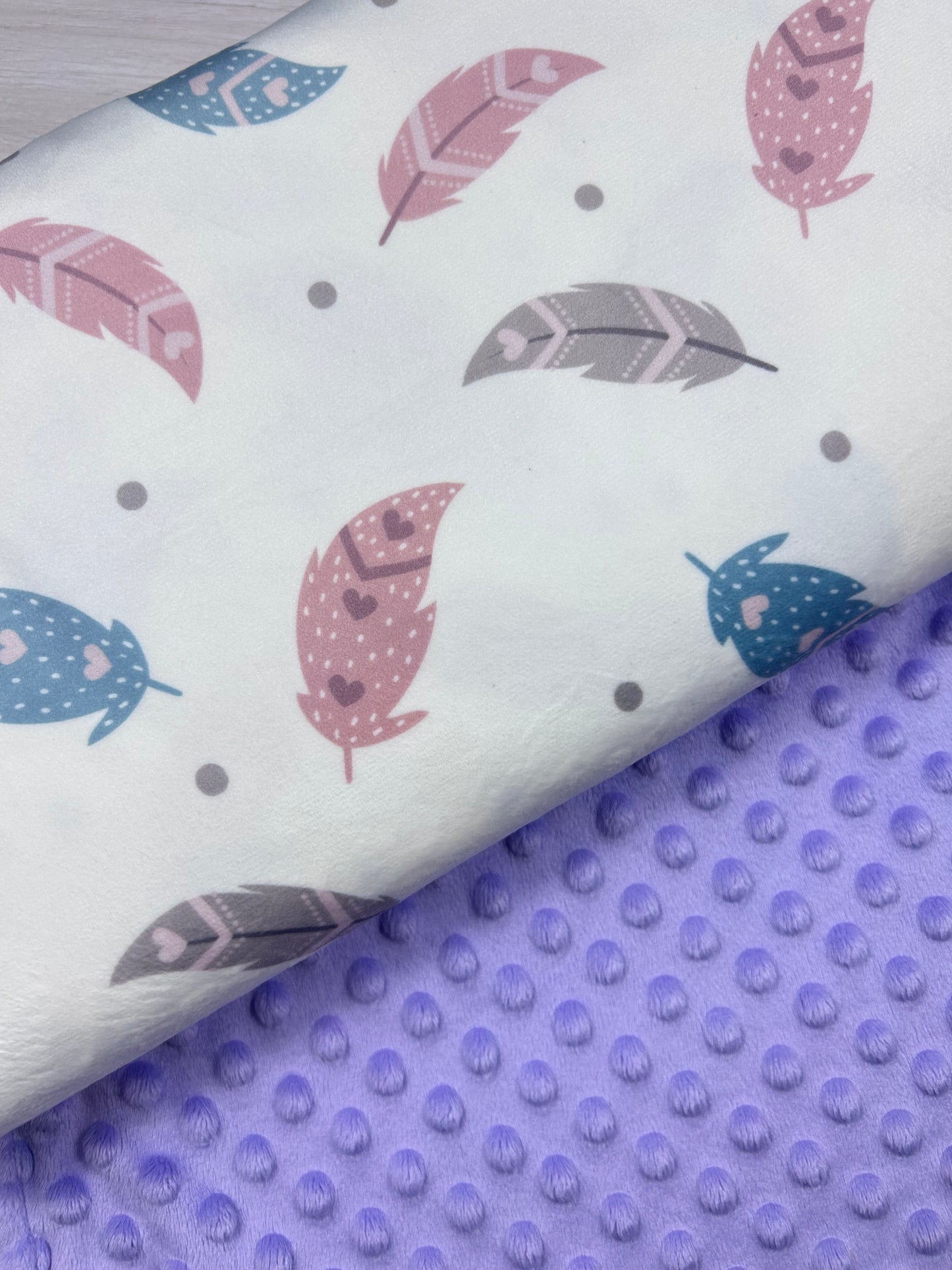 Feathers on White - Minky Fabric